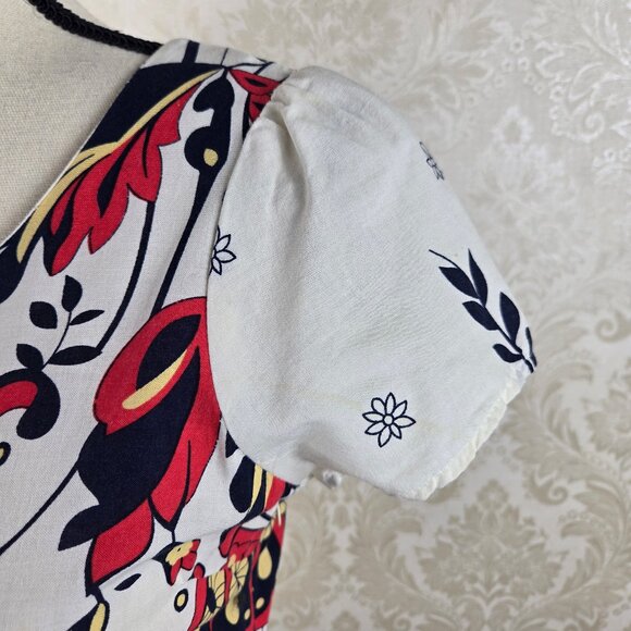 Downeast Basics Size Medium Fit & Flare Floral Dress Cap Sleeve 100% Cotton - Picture 5 of 14